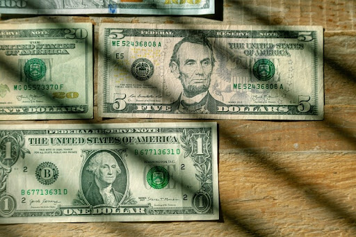 Close-up of a one-dollar bill