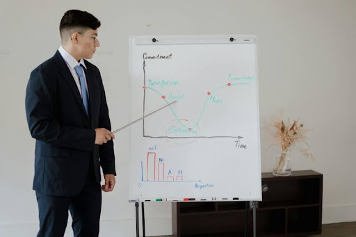 Man giving a presentation in a modern office setting