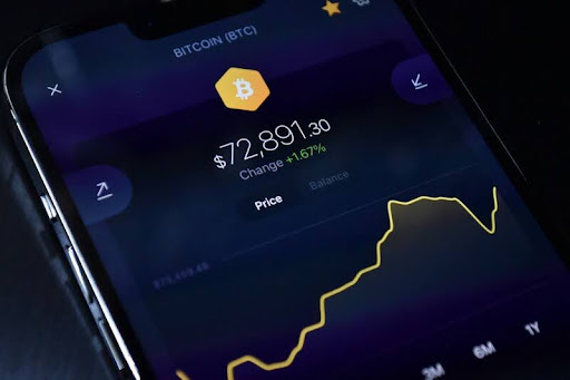 Phone screen showing a cryptocurrency wallet app interface