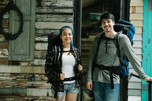 Group of tourists hiking along a scenic trail in the U.S.