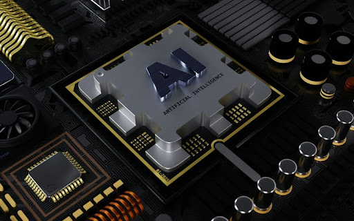 Computer processor with the letters AI displayed on top