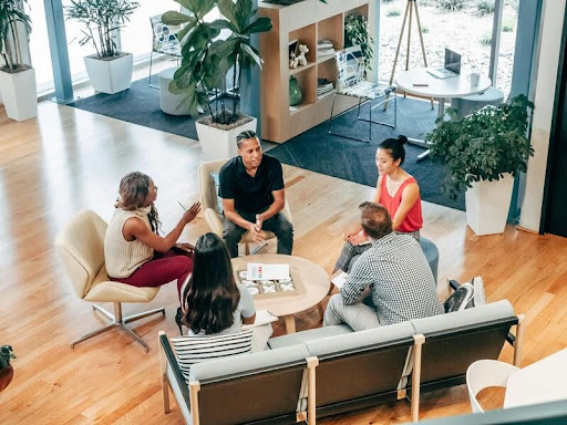 Group of professionals having a meeting in a modern office